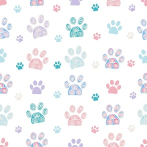 Paw prints seamless fabric pattern