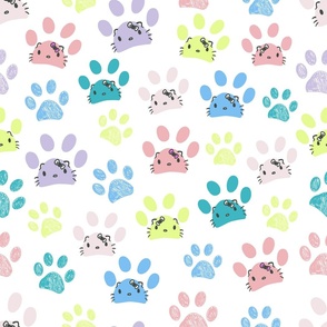 Cute cats seamless fabric design pattern