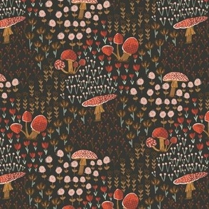 Fly Agaric Mushrooms Taupe Background small scale 7"