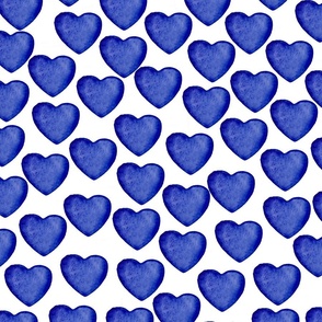 Watercolor blue hearts