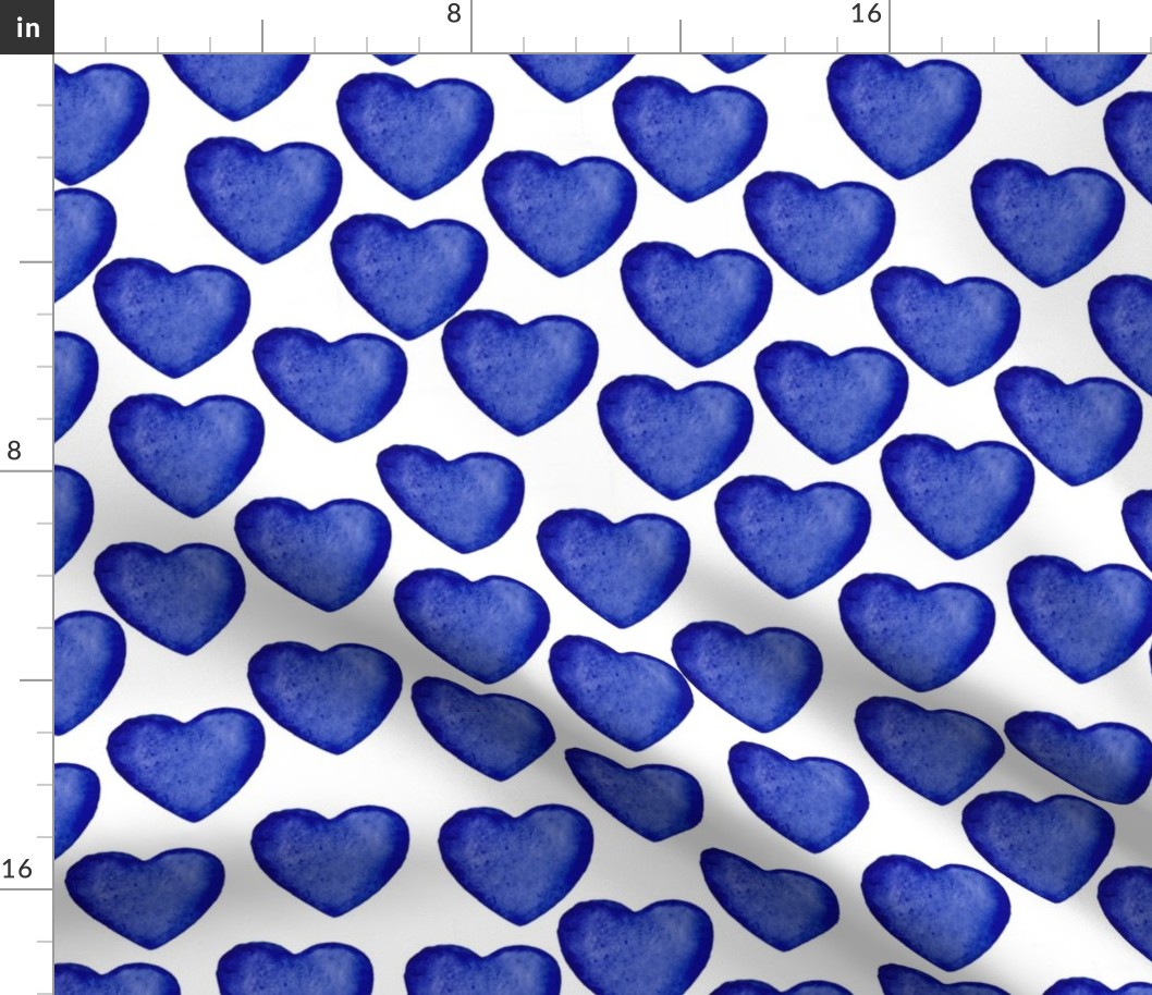 Watercolor blue hearts