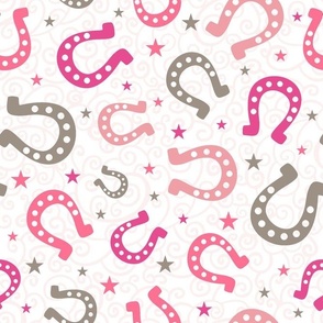 Large Scale Pink Cowgirl Horseshoes on White