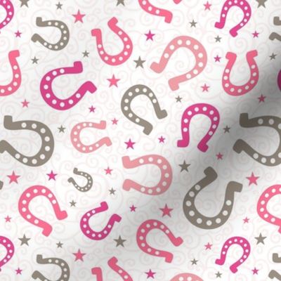 Medium Scale Pink Cowgirl Horseshoes on White