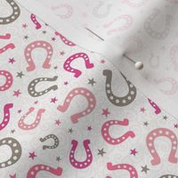 Small Scale Pink Cowgirl Horseshoes on White