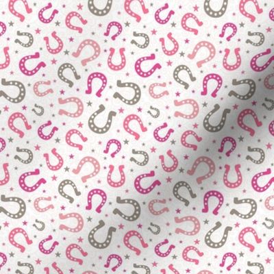 Small Scale Pink Cowgirl Horseshoes on White