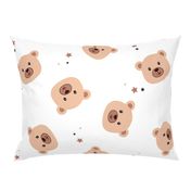 Cute baby bear with stars seamless fabric design pattern