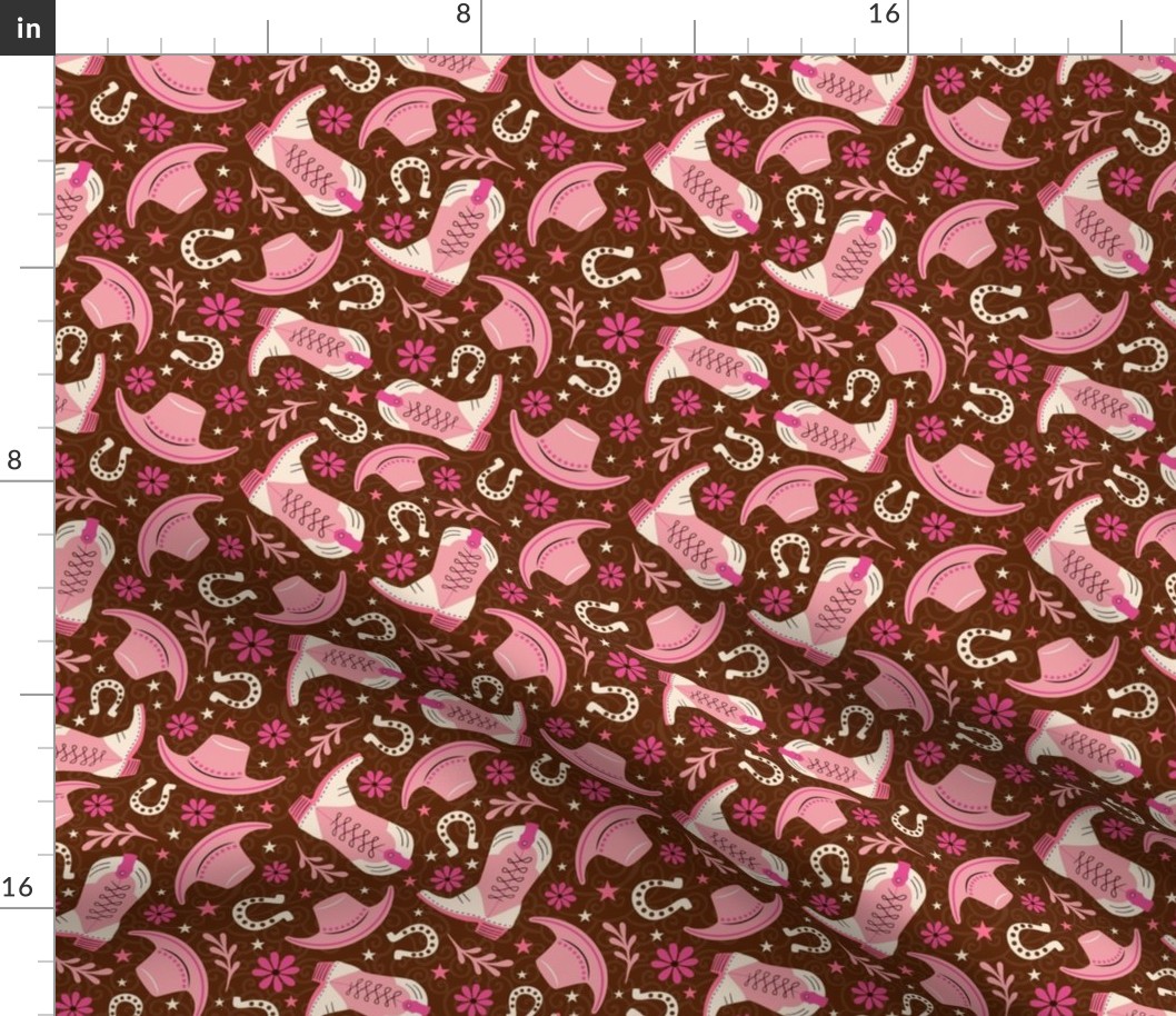 Medium Scale Pink Cowgirl on Brown