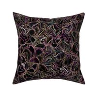 MWG4 - Midnight Walk through a Surreal Moonlit Flower Garden - Autumn Colors on Black - Fabric Repeat 16 inches - Wallpaper Repeat 12 inches