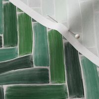 Green Herringbone Chevron watercolor  painted tile _SMALL