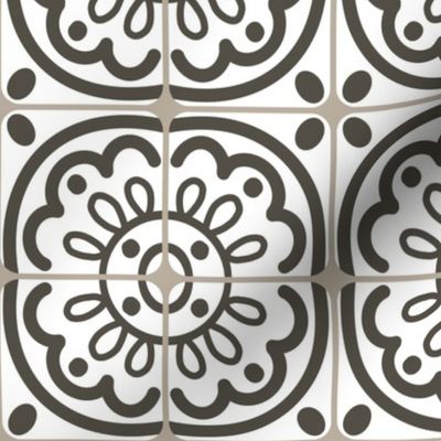 3” Modern Farmhouse Tile, Neutral Tones on White