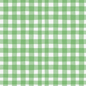 Wavy watercolor green gingham plaid - hand drawn spring pastel