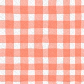 Wavy watercolor red gingham plaid - hand drawn spring pastel