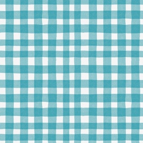 Wavy watercolor blue gingham plaid - hand drawn spring pastel