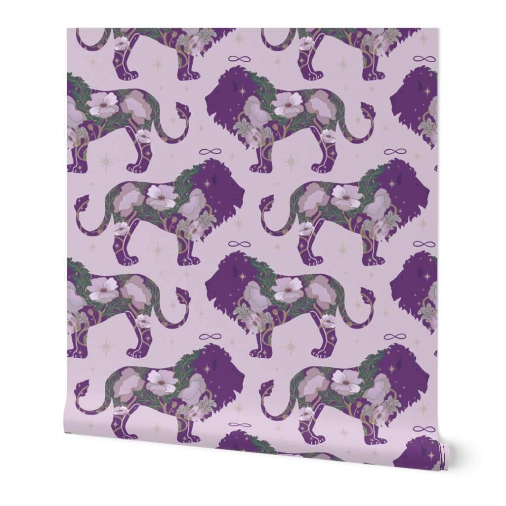 Lion and Poppies in Plum, Strength