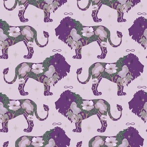 Lion and Poppies in Plum, Strength