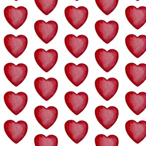 Watercolor red hearts 
