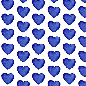 Watercolor blue hearts 
