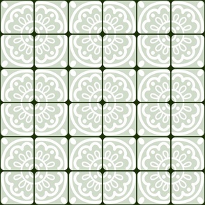 3” Modern Farmhouse Tile, Mint, White, Green Black