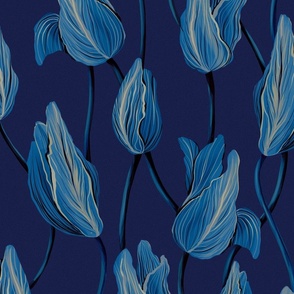 Tulips on blue background