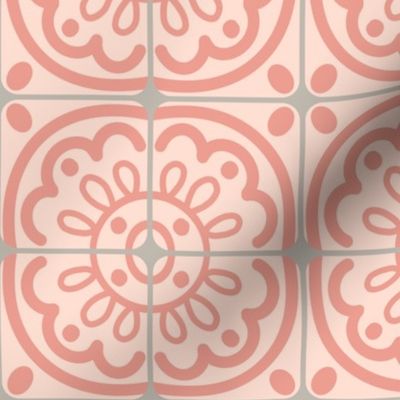 3” Modern Farmhouse Tile, Coral on Apricot