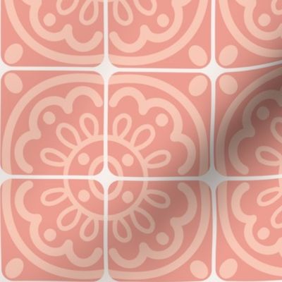 3” Modern Farmhouse Tile, Apricot on Coral