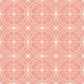 3” Modern Farmhouse Tile, Apricot on Coral