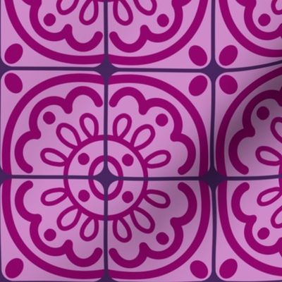 3” Modern Farmhouse Tile, Grape on Cyclamen