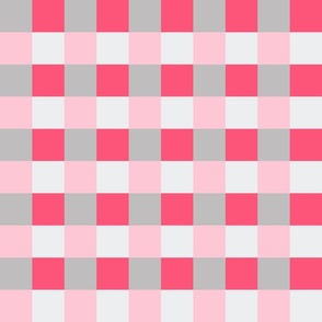 Pink, ivory and gray plaid
