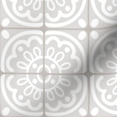 3” Modern Farmhouse Tile, White on Warm Grey