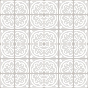 3” Modern Farmhouse Tile, White on Warm Grey