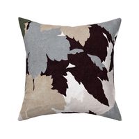 Vintage Leaves (large scale) - Naturals (greys, black, green, sand)