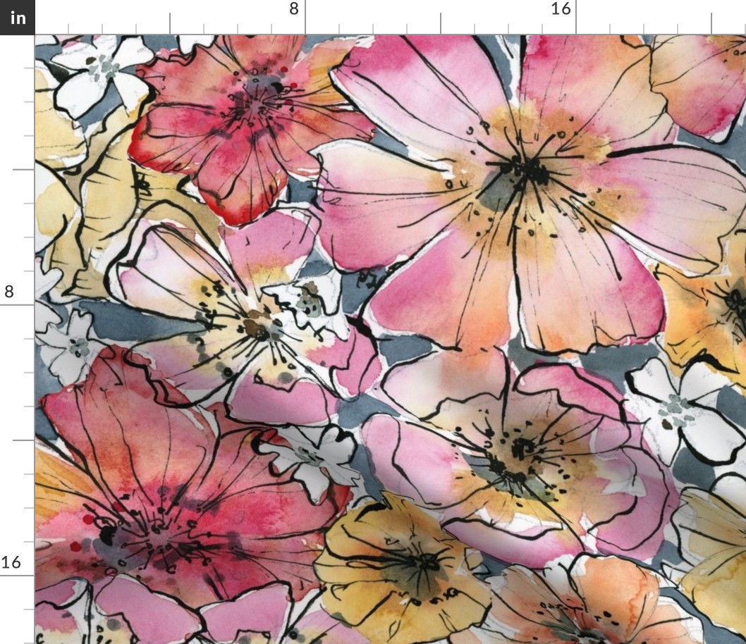 A Garden Bed Of Pink And Red // Large // Wallpaper // Duvet