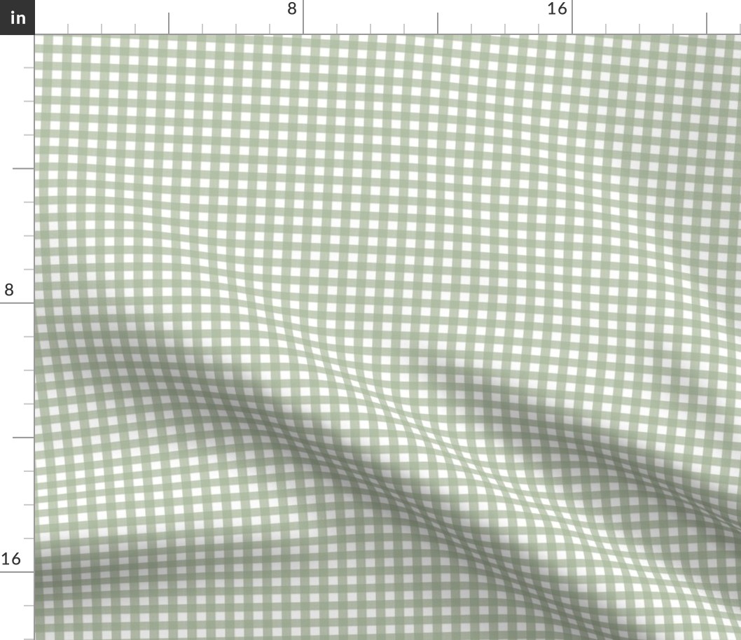 1/4"  gingham sage-green-on-white-cross-hatch-plaid-