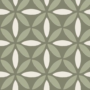 Sadie Green Mosaic Geometric Flower Print _Standard Scale 