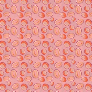 Organic Abstract Circles Fruit Pinks Peaches Orange Circles Ovals Hand Painted Texture Wallpaper Duvet
