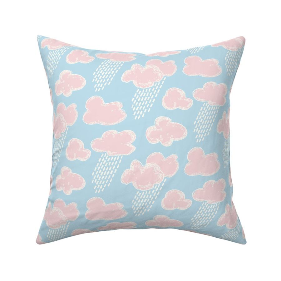 Cloudy Rain on Pink Clouds on Light Blue