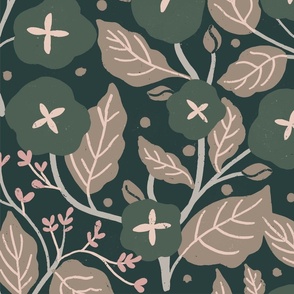 english floral garden green gray_LARGE