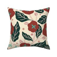English Floral Garden Red Cream and Dark Green_LARGE