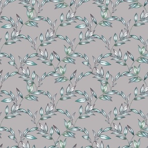 Gray Lilac Gradient Scallop Leaf Pattern // Medium Scale