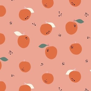 Digital Orange Apples on Salmon Pink