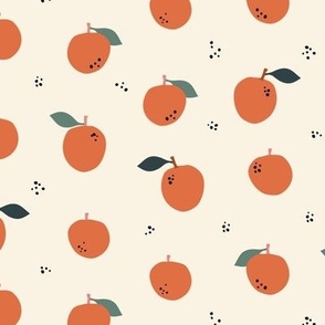 Digital Orange Apples on Ecru White