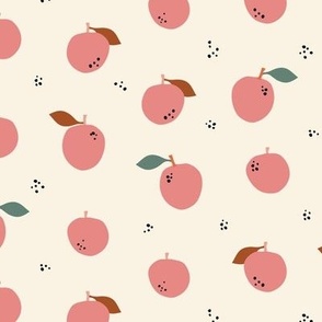Digital Pink Apples on Ecru White