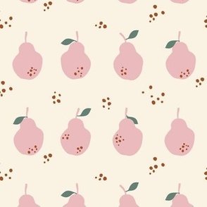 Digital Pink Pears on Ecru White