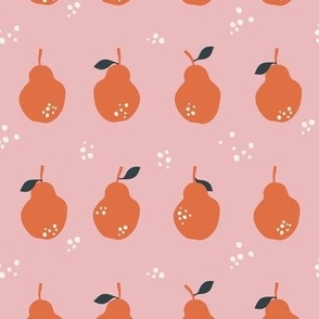 Digital Orange Pears on Pink