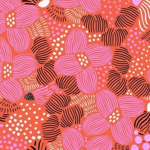 wild abstract floral - hot pink and orange