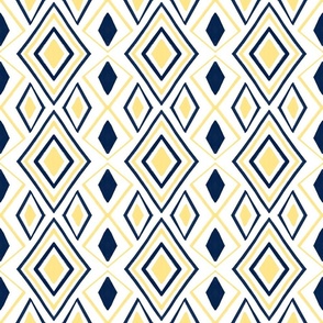 Abstract Diamonds in Yellow  and Navy