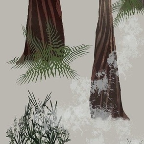 Redwoods on tan JUMBO ( 24x48 wallpaper,  9x18 fabric)