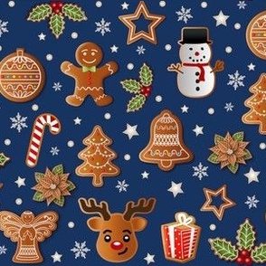 Old Fashion Christmas (Large)  // Gingerbread // Xmas // Vintage // Reindeer // Snowman