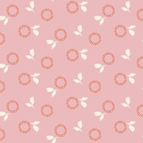Ditsy Pink Sun Flowers on Cavern Pink Background 