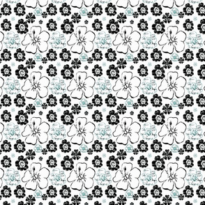 French Script flowers Spoonflower Blue black 0-ch-ch-ch